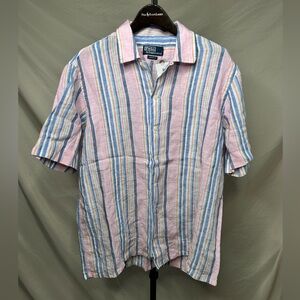 Polo Ralph Lauren Men's Classic-Fit Striped Linen Camp 
Size medium 
Brand new
